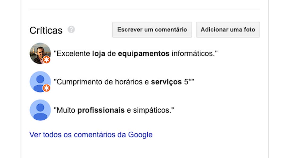 Reviews de clientes no Google My Business da Noguinfor / BEHS